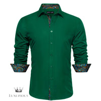 Luxury Silk Long Sleeve Men's Shirt - Slim Fit White with Red Patch Silk Sleeve Shirt Luxurious Weddings