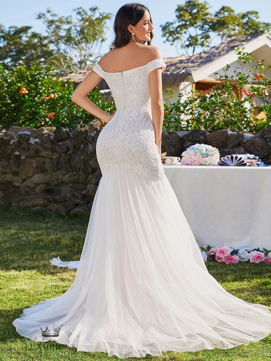Elegant Lace Fishtail Wedding Dress wedding dress Luxurious Weddings