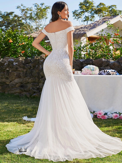 Elegant Lace Fishtail Wedding Dress wedding dress Luxurious Weddings