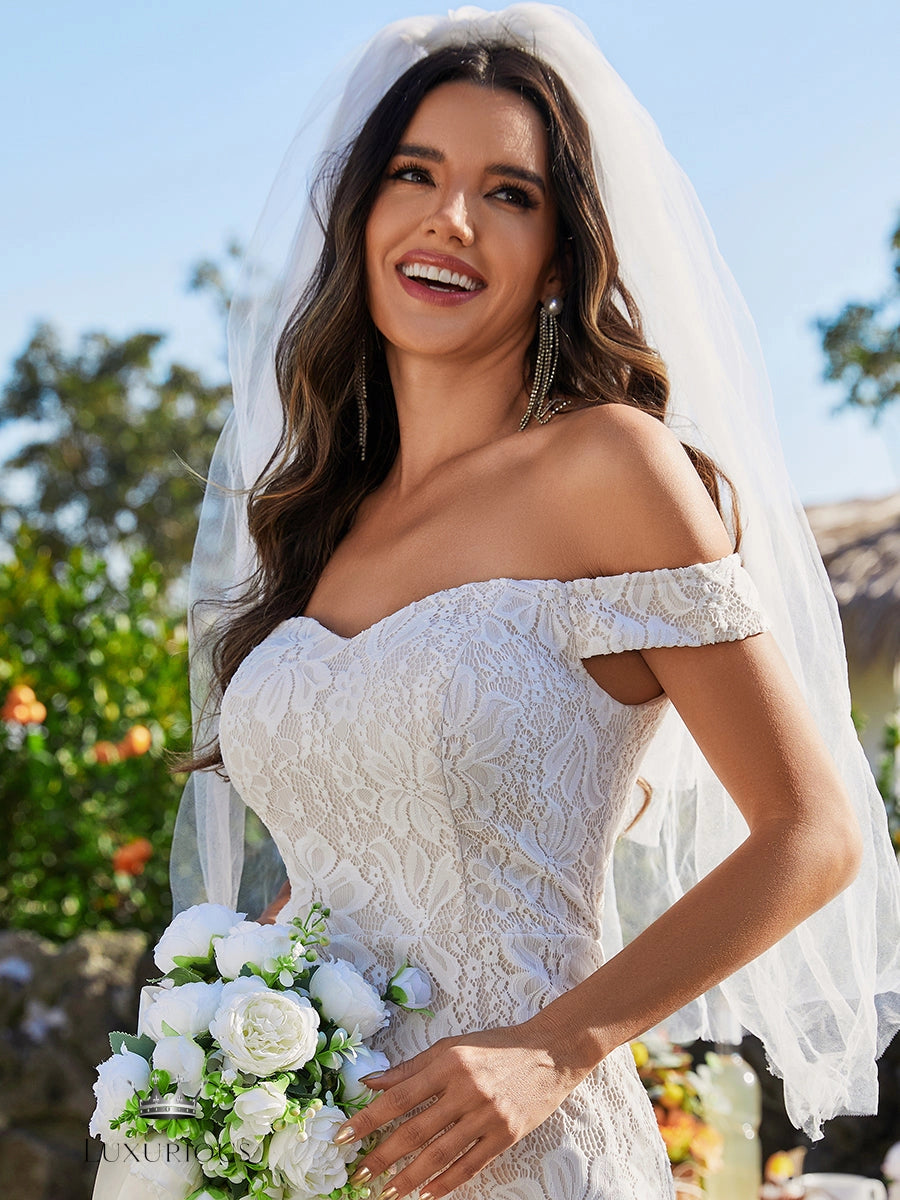 Elegant Lace Fishtail Wedding Dress wedding dress Luxurious Weddings