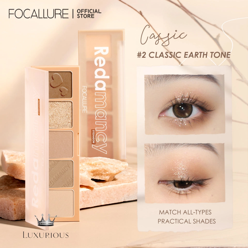 FOCALLURE 5 Colors Shimmer Eyeshadow Palette Eyeshadow Luxurious Weddings