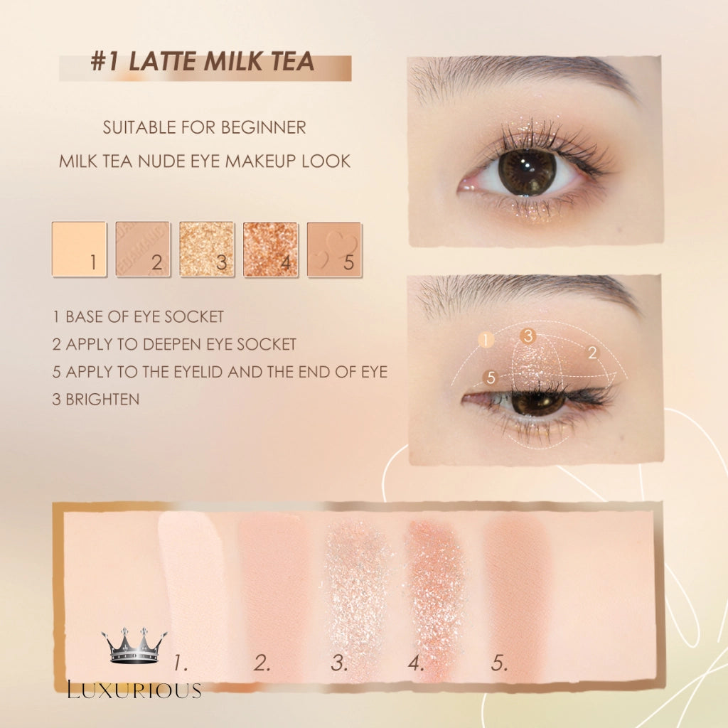 FOCALLURE 5 Colors Shimmer Eyeshadow Palette Eyeshadow Luxurious Weddings