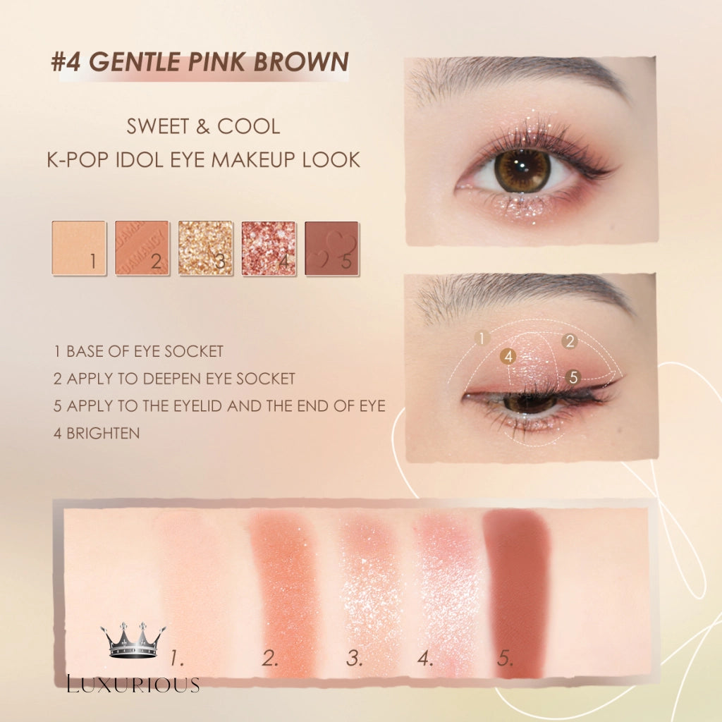 FOCALLURE 5 Colors Shimmer Eyeshadow Palette Eyeshadow Luxurious Weddings
