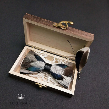 Elegant Handmade Blue Feather Bow Ties for Men Bow Ties Luxurious Weddings