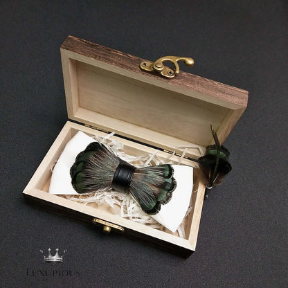 Elegant Handmade Blue Feather Bow Ties for Men Bow Ties Luxurious Weddings