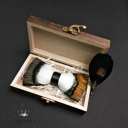 Elegant Handmade Blue Feather Bow Ties for Men Bow Ties Luxurious Weddings