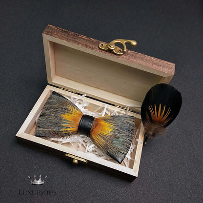 Elegant Handmade Blue Feather Bow Ties for Men Bow Ties Luxurious Weddings