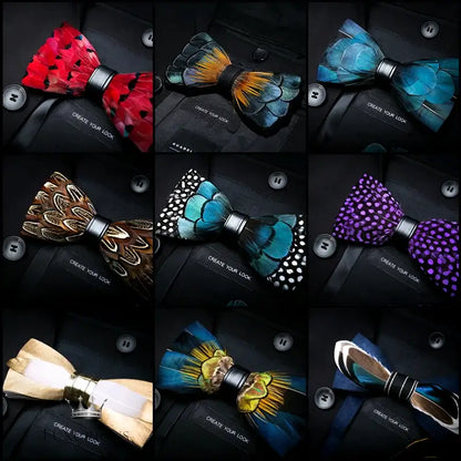 Handmade Feather Bow Tie Gift Set Bow Tie Luxurious Weddings