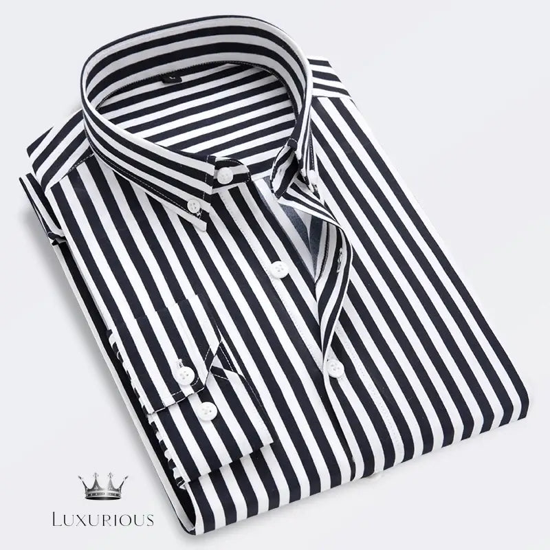 Men's Striped Long Sleeve Shirt - Slim Fit men's dress shirt Luxurious Weddings