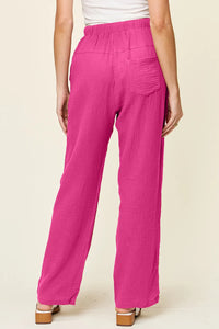 Double Take Full Size Texture Drawstring Straight Pants Pants Luxurious Weddings