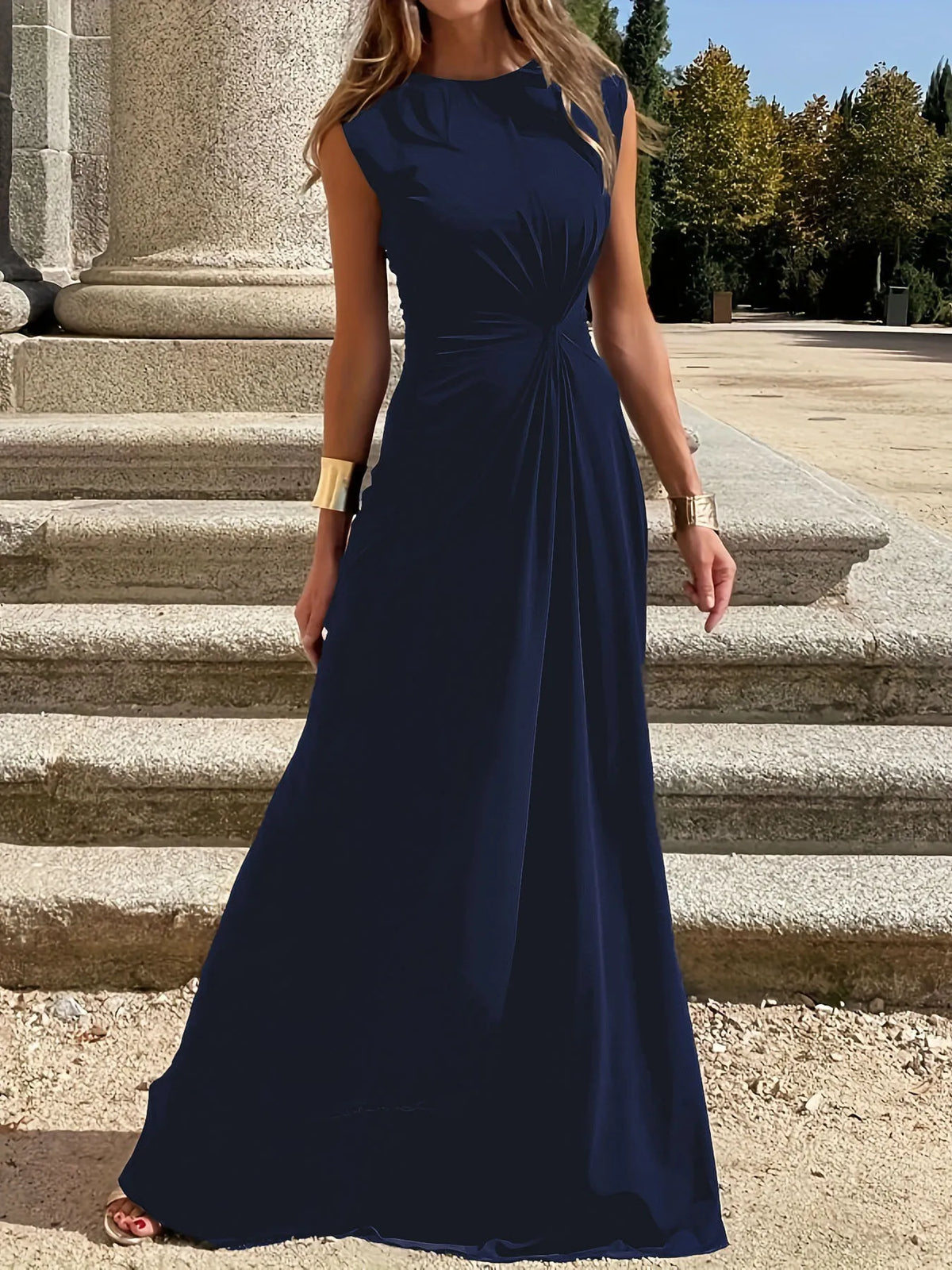 Round Neck Sleeveless Maxi Dress Maxi dress Luxurious Weddings
