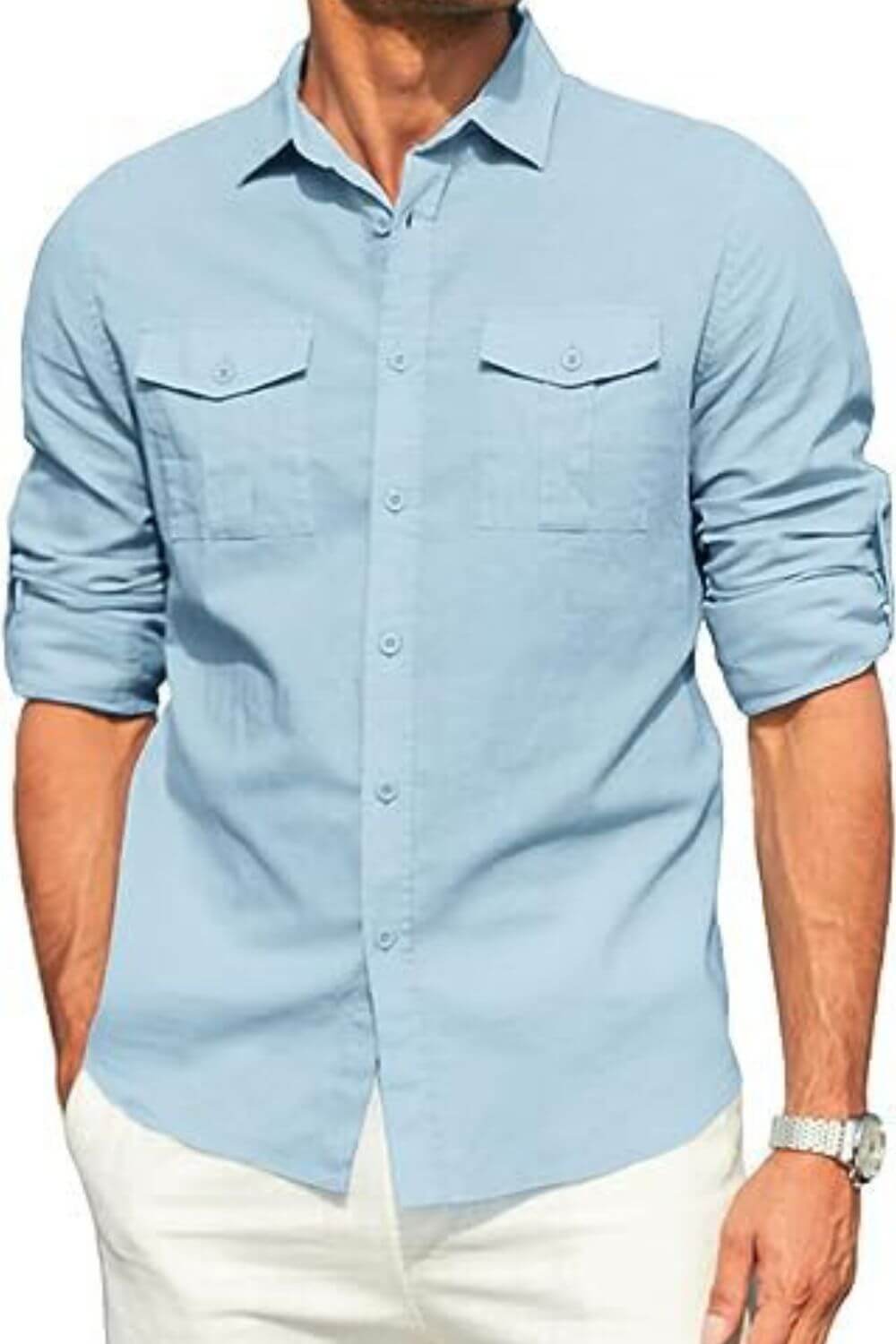 Men's Plus Size Button Down Collared Neck Long Sleeve Shirt shirts Luxurious Weddings