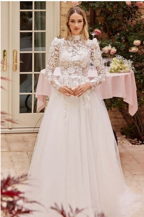 The Enchanting Long Sleeve Lace Wedding Ball Gown Wedding Dress Luxurious Weddings
