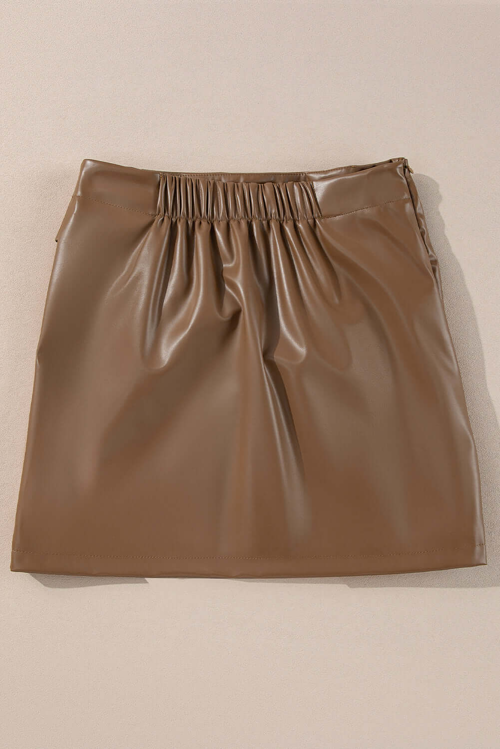 Coffee Bowknot Faux Leather Mini Skirt Bottoms/Skirts & Petticoat Luxurious Weddings