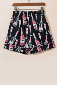 Champagne Print Short Sleeve Top and Shorts Set sleepwear Luxurious Weddings
