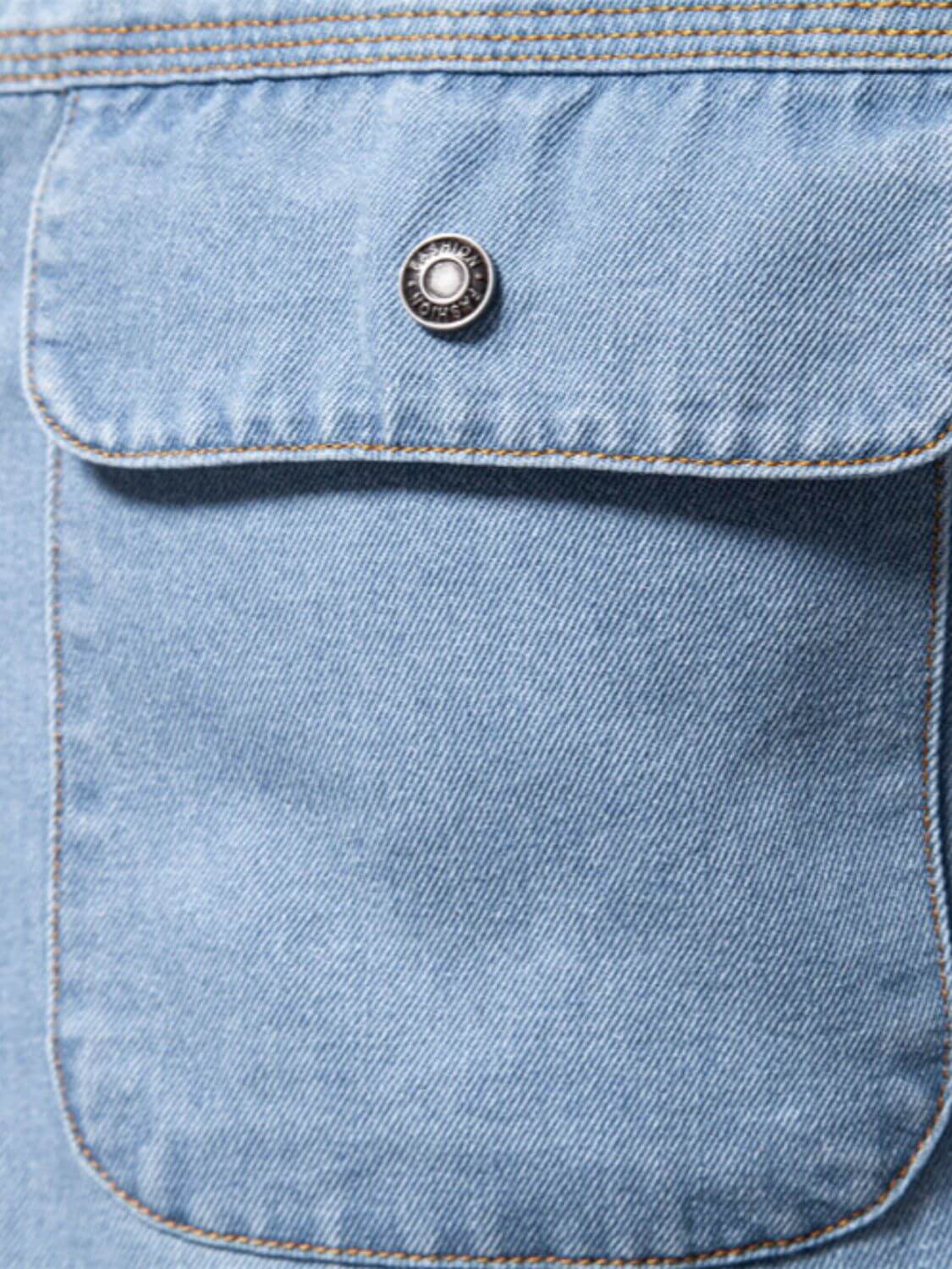 Men's Collared Neck Denim Shirt with Chest Pockets Men's Shirts Luxurious Weddings