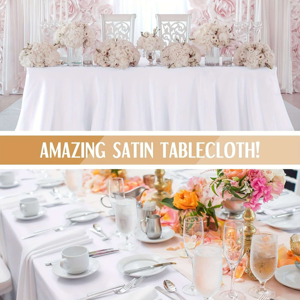 10 Elegant White Satin Tablecloths for Events tablecloths Luxurious Weddings