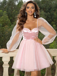 Sweetheart Neck Balloon Sleeve Mini Dress Mini Dress Luxurious Weddings