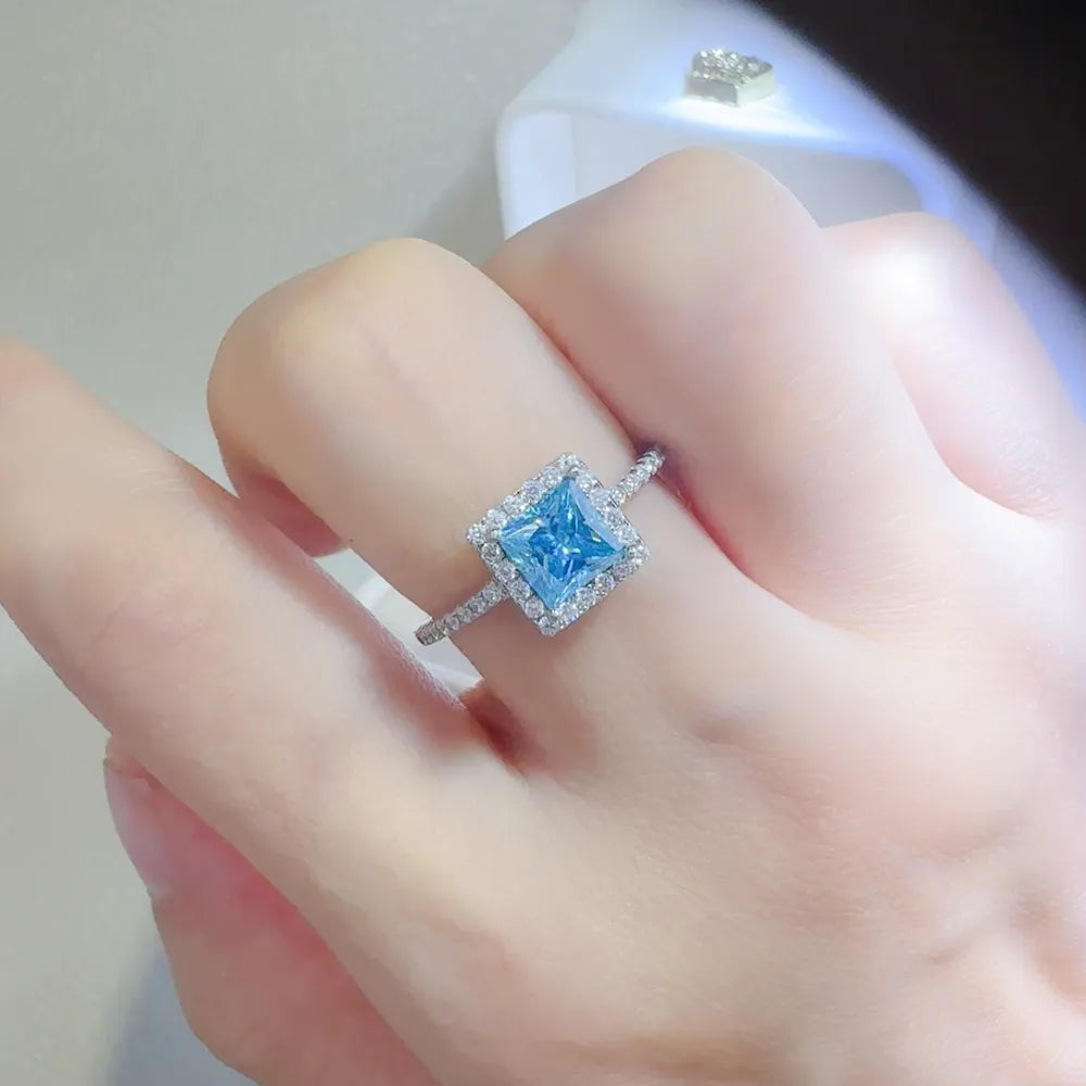 2 Carat Moissanite 925 Sterling Silver Square Shape Ring men's rings Luxurious Weddings