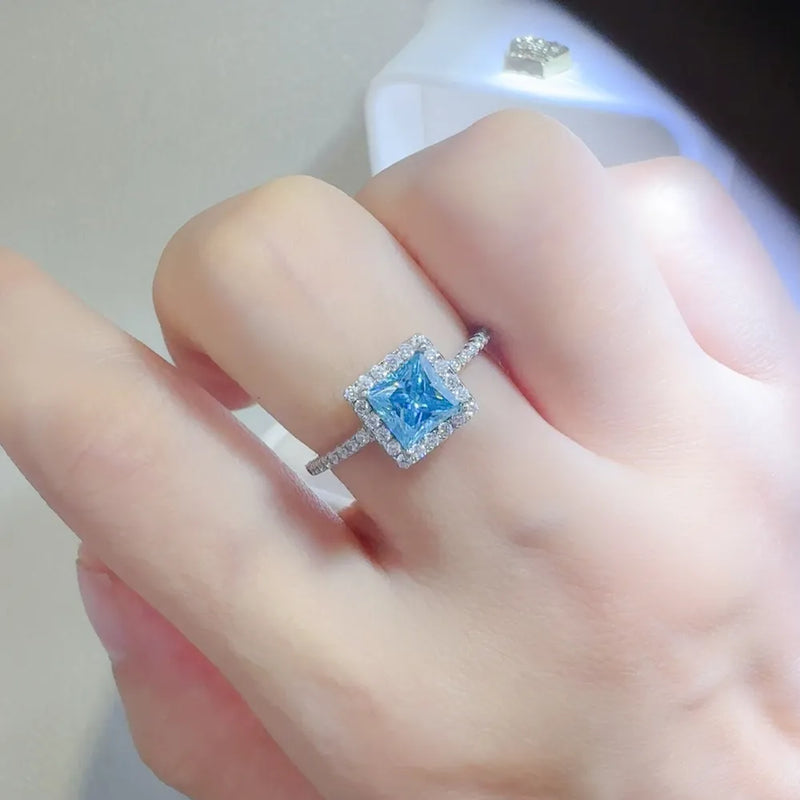 2 Carat Moissanite 925 Sterling Silver Square Shape Ring men's rings Luxurious Weddings