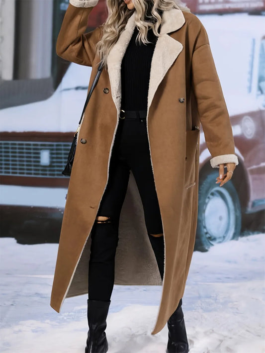 Plus Size Drop Shoulder Sherpa Longline Coat Plus size coat Luxurious Weddings