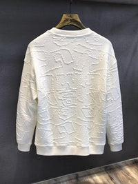 Men's Plus Size Textured Round Neck Long Sleeve Sweatshirt Sweatshirts Luxurious Weddings
