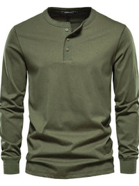 Men's Full Size Quarter Button Round Neck Long Sleeve T-Shirt Plus Size Men’s shirts Luxurious Weddings