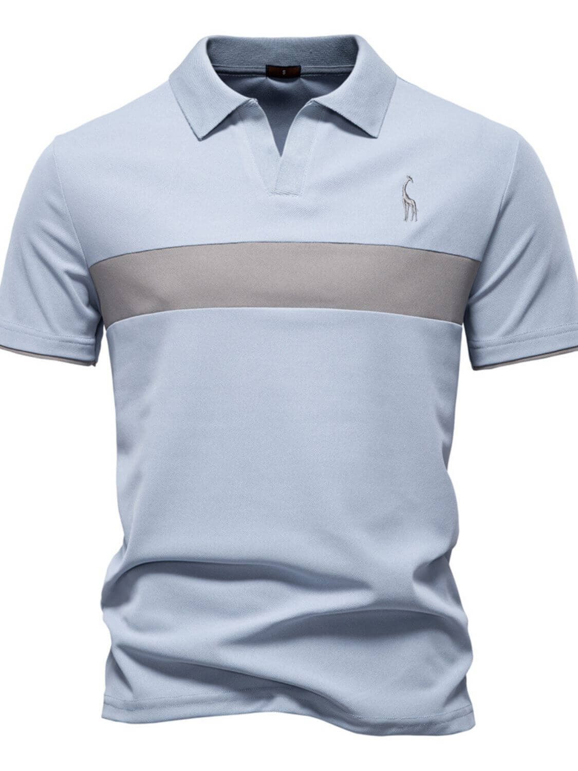 Men's Giraffe Embroidered Collared Neck Contrast Polo Men's Polos Luxurious Weddings