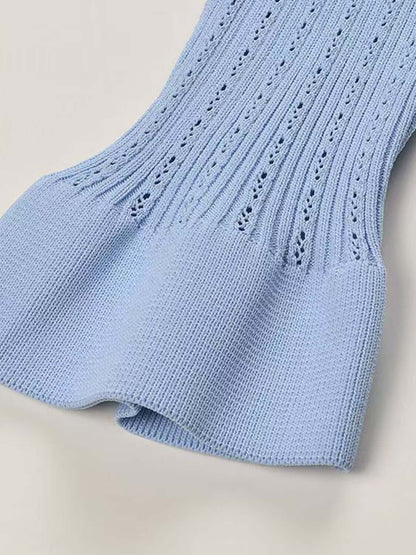 Ruffled V-Neck Top and Midi Skirt Sweater Set Matching Sets Luxurious Weddings