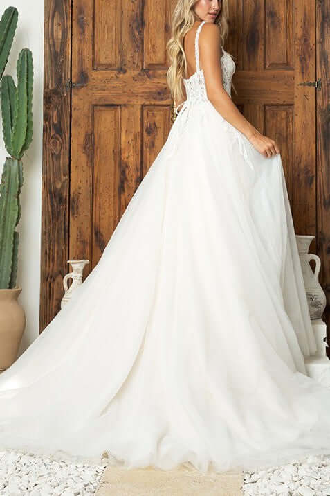 Elegant A-Line Bridal Gown & Chapel Train A-line Gown Luxurious Weddings