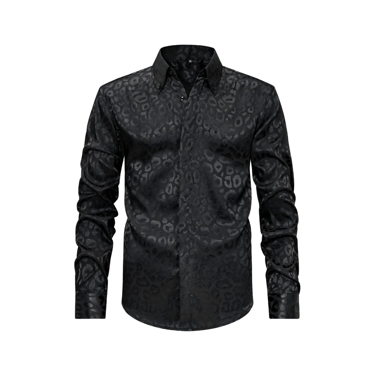 Men's Full Size Leopard Button Down Satin Shirt Plus Size mens shirts Luxurious Weddings