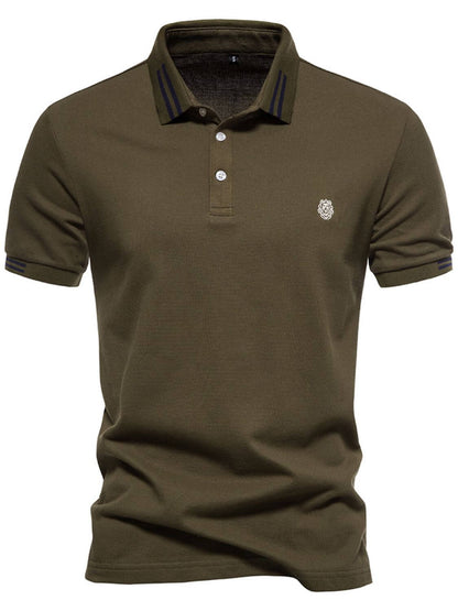 Men's Embroidered Striped Short Sleeve Polo Men's Polos Luxurious Weddings