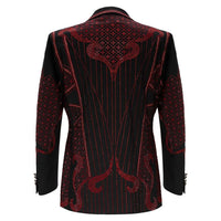 BAROCCO Men's Duke Rhinestone Design Blazer | Black/Red Men's Blazer Luxurious Weddings