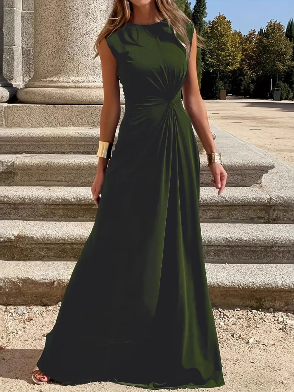 Round Neck Sleeveless Maxi Dress Maxi dress Luxurious Weddings