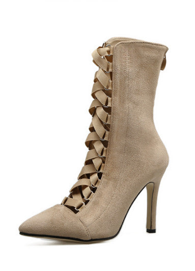 Strappy high heel nude boots Boots Luxurious Weddings