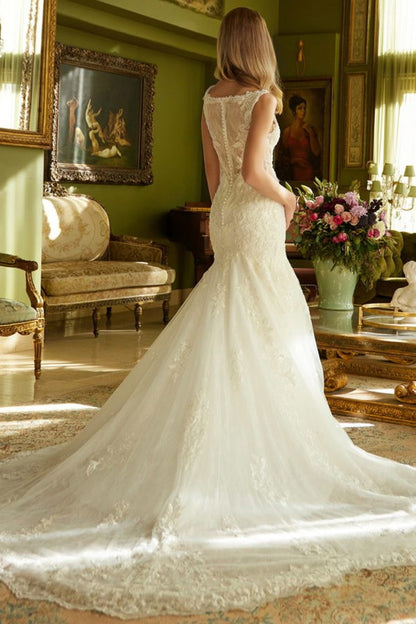 Sleeveless Illusion Mermaid Wedding Gown
