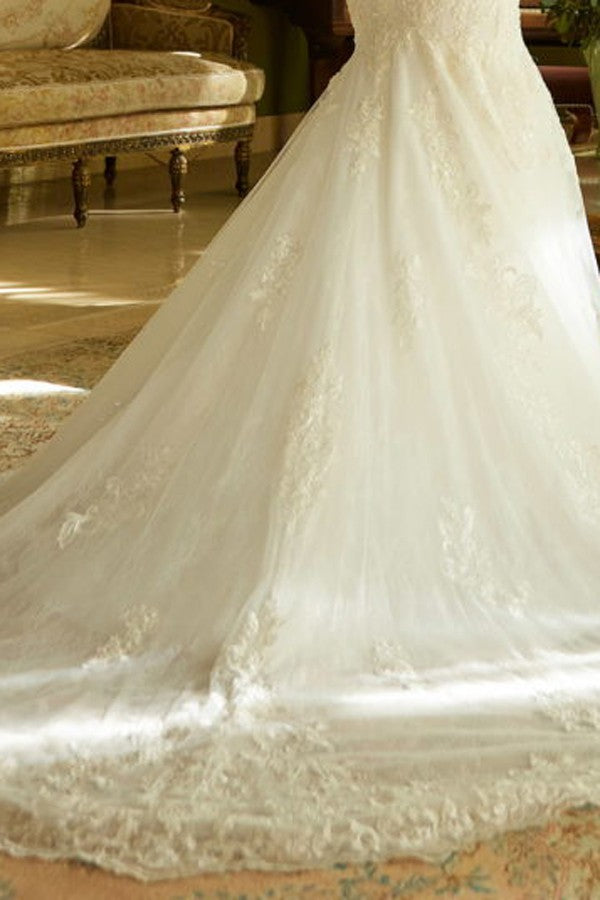 Sleeveless Illusion Mermaid Wedding Gown