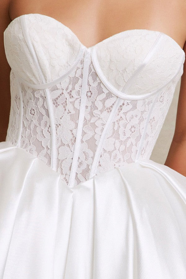 Sweetheart Lace Top A-Line Wedding Gown Wedding Dress Luxurious Weddings