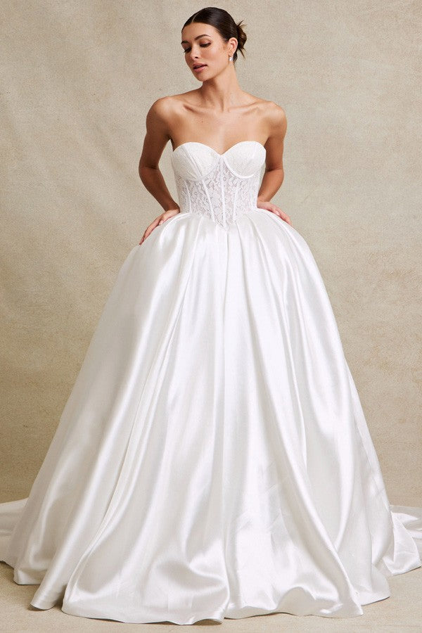 Sweetheart Lace Top A-Line Wedding Gown