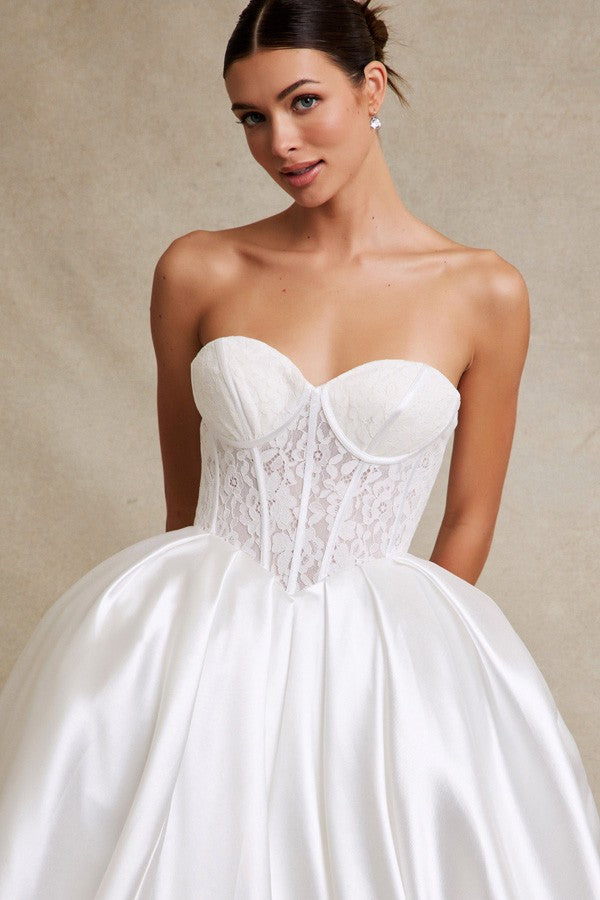 Sweetheart Lace Top A-Line Wedding Gown
