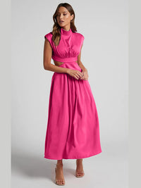Cutout Mock Neck Sleeveless Ruched Dress Sleeveless dress Luxurious Weddings