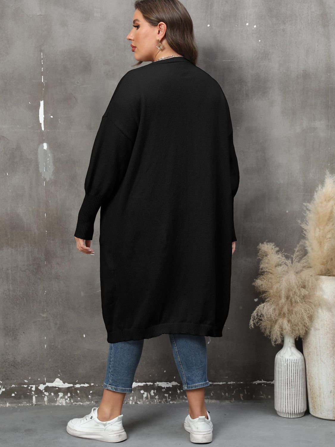 Plus Size Long Sleeve Pocketed Cardigan Plus size Luxurious Weddings