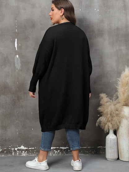 Plus Size Long Sleeve Pocketed Cardigan Plus size Luxurious Weddings