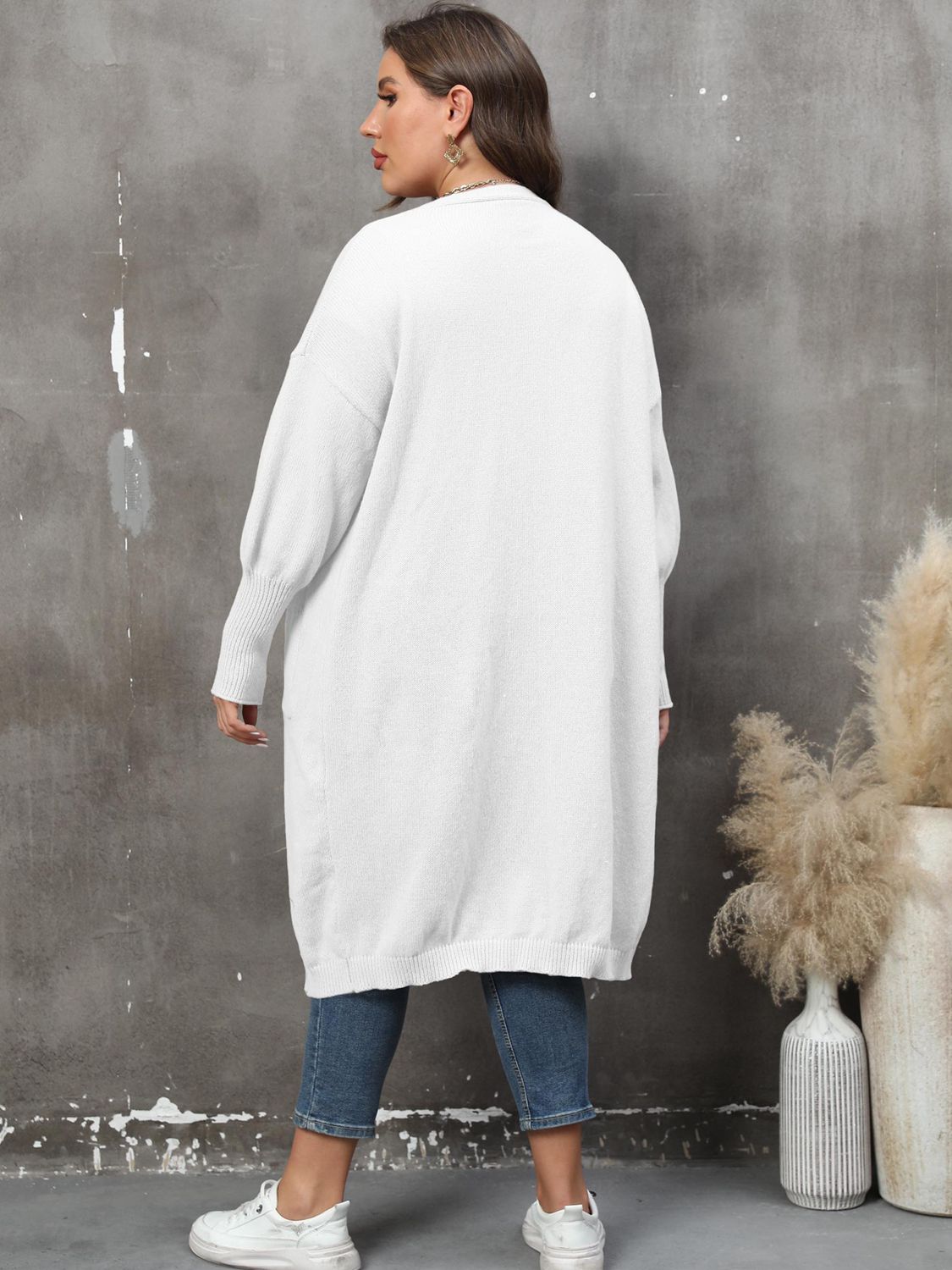 Plus Size Long Sleeve Pocketed Cardigan Plus size Luxurious Weddings