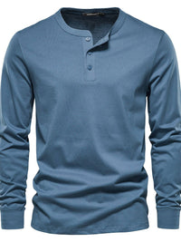 Men's Full Size Quarter Button Round Neck Long Sleeve T-Shirt Plus Size Men’s shirts Luxurious Weddings