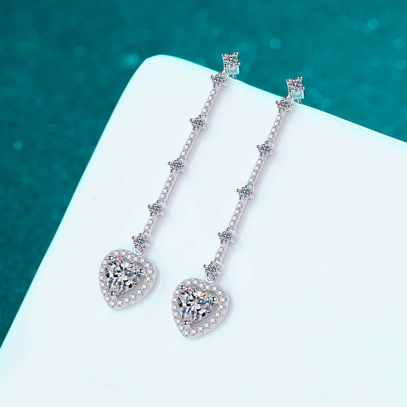 2 Carat Moissanite Zircon 925 Sterling Silver Heart Earrings Earrings Luxurious Weddings