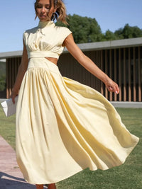 Cutout Mock Neck Sleeveless Ruched Dress Sleeveless dress Luxurious Weddings