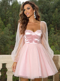 Sweetheart Neck Balloon Sleeve Mini Dress Mini Dress Luxurious Weddings
