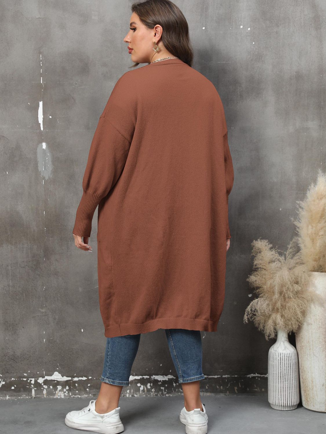 Plus Size Long Sleeve Pocketed Cardigan Plus size Luxurious Weddings