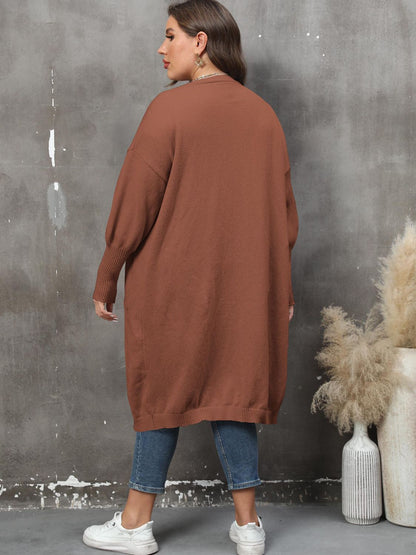 Plus Size Long Sleeve Pocketed Cardigan Plus size Luxurious Weddings